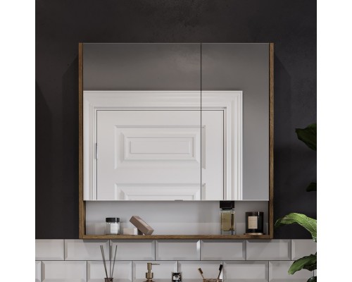 1A252302SDZ90 Зеркальный шкаф Сканди 90 Белый/Дуб Рустикальный 1A252302SDZ90
