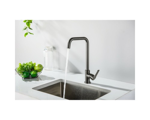 AQ1781BGM ЛУГАНО смеситель для кухни (квадратный излив), оружейная сталь (шлиф. черный хром) AQ1781BGM