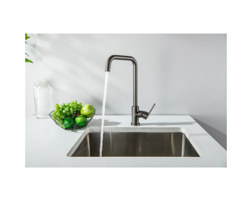 AQ1781BGM ЛУГАНО смеситель для кухни (квадратный излив), оружейная сталь (шлиф. черный хром) AQ1781BGM