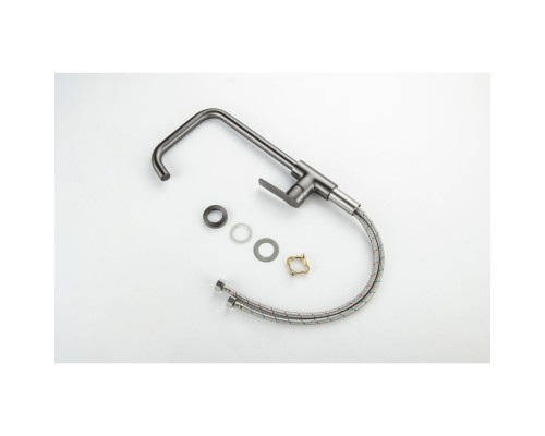 AQ1781BGM ЛУГАНО смеситель для кухни (квадратный излив), оружейная сталь (шлиф. черный хром) AQ1781BGM