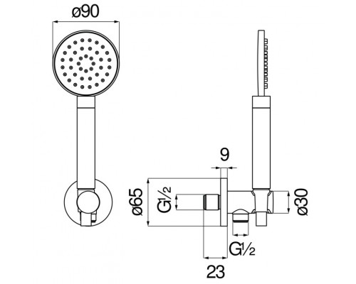 AD146/54IX SOLE душевой набор, шлиф. хром AD146/54IX