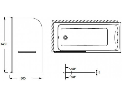 ODEON UP E4932-GA Экран на прямоугольную ванну, прозрач.,стекло/хром E4932-GA