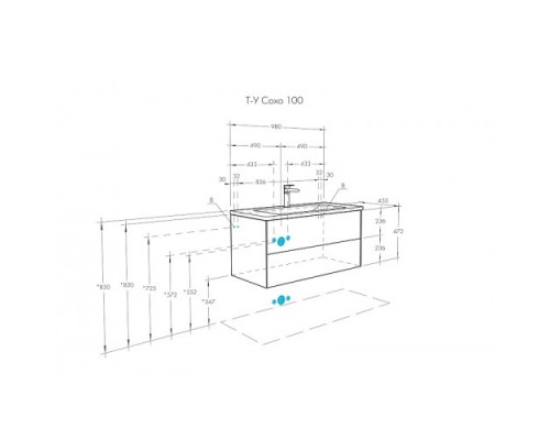 1A2582K1AJA00 Набор: 1A258201AJA00 Тумба-умывальник Сохо 100 Дуб Веллингтон/ 1WH501627 РаковинаЭлина 100 1A2582K1AJA00