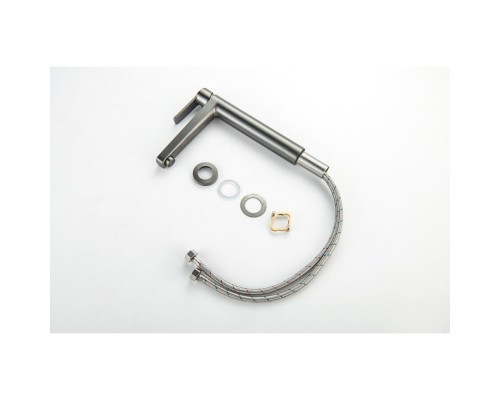 AQ1704BGM ЛУГАНО смеситель для раковины высокий 217, без донного клапана, оружейная сталь (шлиф. черный хром) AQ1704BGM