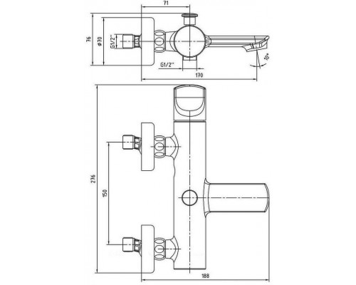 102102470HEX MYRA смеситель для ванны 102102470HEX
