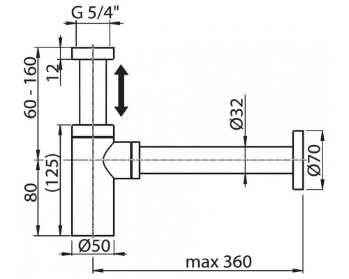 Сифон для умывальника телескопический хром X01371