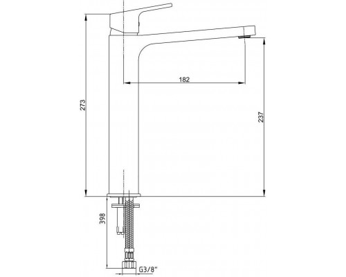 103588002EX TIERA смеситель для раковины 237 без донного клапана черный/ хром 103588002EX