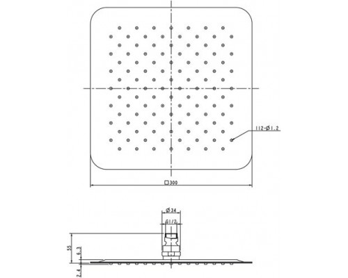 Верхний душ квадратный 300 мм 982.00 X07P016