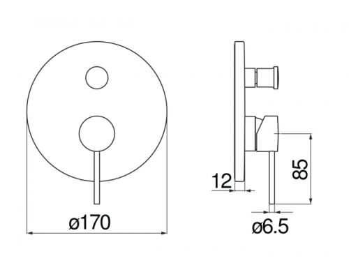 VE125100/EFLP VELIS смеситель для ванны (внешняя часть), глянцевый черный VE125100/EFLP