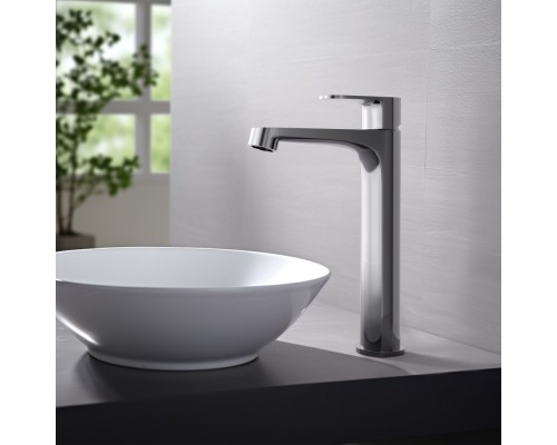 AQ1204CR ОБЕРОН смеситель для раковины высокий 240, без донного клапана AQ1204CR