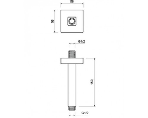 AQ2172CR держатель верхнего душа потолочный 150 мм AQ2172CR