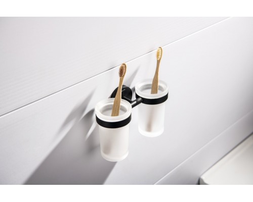 AQ4117MB ЕВРОПА стакан с держателем двойной, матовый черный AQ4117MB