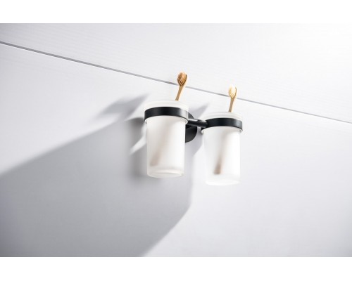 AQ4117MB ЕВРОПА стакан с держателем двойной, матовый черный AQ4117MB