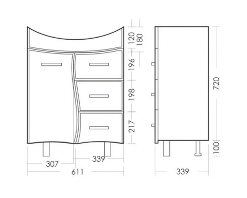 Тумба напольная Лира + Умывальник ЛАГУНА 65 SET_Лира/Лагуна-65