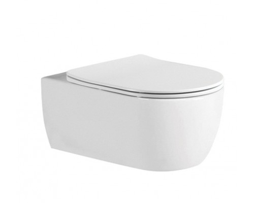 AQ1106L-00 ЕВРОПА Унитаз подвесной безободковый 525360260мм, тонкое сиденье с механизмом плавного закрывания, крепеж AQ1106L-00