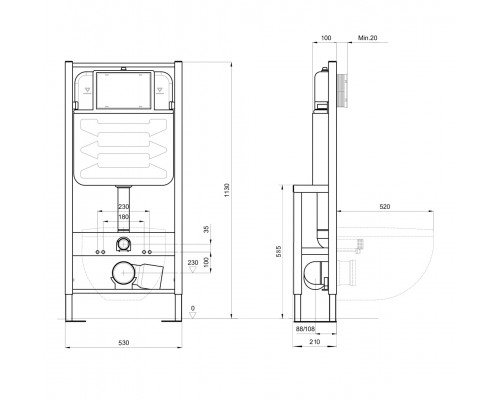 Set AQUATEK ЕВРОПА-014 3в1 (рама AQUATEK INS-0000016 отдельностоящая +кнопкаKDI-0000014+унитаз ЕВРОПА AQ1106-00 с крышкой-сиденьем Set AQUATEK ЕВРОПА-014 3в1