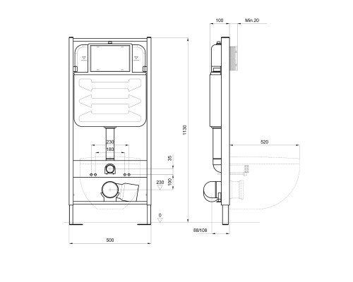 SET AQUATEK ЛИБРА N cm (рама AQUATEK Standard INS-0000012(без клавиши и крепежа)+унитаз ЛИБРА New AQ1148N-00 с тонким сиденьем soft-close SET AQUATEK ЛИБРА N cm
