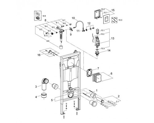 38772001 Rapid SL Монтажный элемент для подвесного унитаза в комплекте с клавишей смыва 38732000 (хр.глянц.) и комплектом крепления 38772001