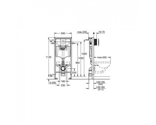 38772001 Rapid SL Монтажный элемент для подвесного унитаза в комплекте с клавишей смыва 38732000 (хр.глянц.) и комплектом крепления 38772001