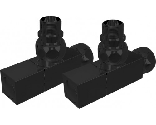 Комплект 2шт.: вентиль квадрат г/ш 3/4х1/2, эксцентрик 3/4х1/2, отражатель 3/4, цвет черный муар AQ 2020BL