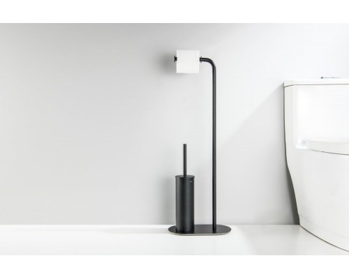 AQ4231MB ОБЕРОН держатель туалетной бумаги с ершиком напольный, матовый черный AQ4231MB