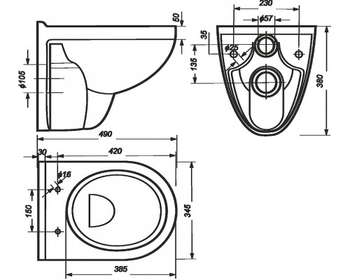 BEST Унитаз подвесной Белый S1 (WC.WH/Best/DM/WHT.G/S1) WC.WH/Best/DM/WHT.G/S1