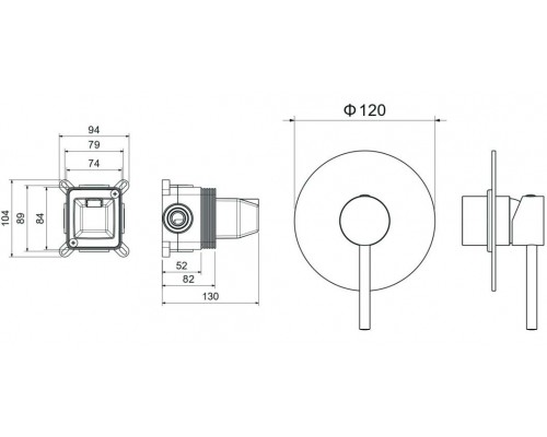 AQ1366CR ЕВРОПА смеситель для душа 1 режим (внешняя и скрытая часть) AQ1366CR