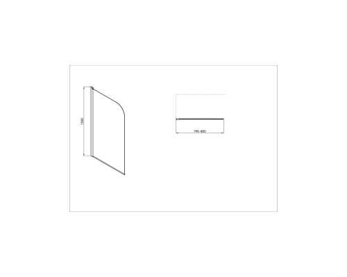 AQ.BSRC.080.1GM Шторка на ванну, одноэлементная, поворотная 800X1500 профиль оружейная сталь, стекло прозрачное 6мм, угол круглый AQ.BSRC.080.1GM