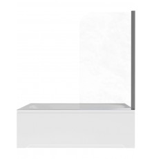 AQ.BSRC.080.1GM Шторка на ванну, одноэлементная, поворотная 800X1500 профиль оружейная сталь, стекло прозрачное 6мм, угол круглый AQ.BSRC.080.1GM