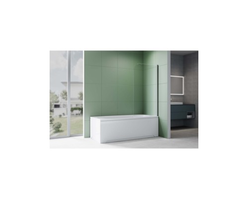 AQ.BSRC.080.1GM Шторка на ванну, одноэлементная, поворотная 800X1500 профиль оружейная сталь, стекло прозрачное 6мм, угол круглый AQ.BSRC.080.1GM