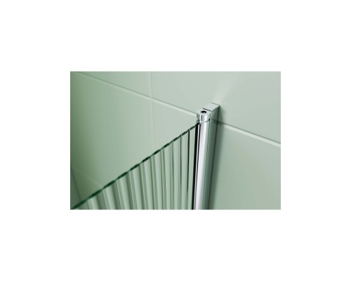 AQ.BS.080.2CH Шторка на ванну, одноэлементная, поворотная 800X1500 профиль хром, стекло прозрачное рифленое 6мм AQ.BS.080.2CH