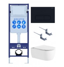 Set AQUATEK ЕВРОПА New-017 4в1 (рама AQUATEK INS-0000017+крепление KKI-0000002 +кнопка KDI-0000017 + унитаз AQ1106L-00+тонкое сиденье с механиз) Set AQUATEK ЕВРОПА New-017 4в1