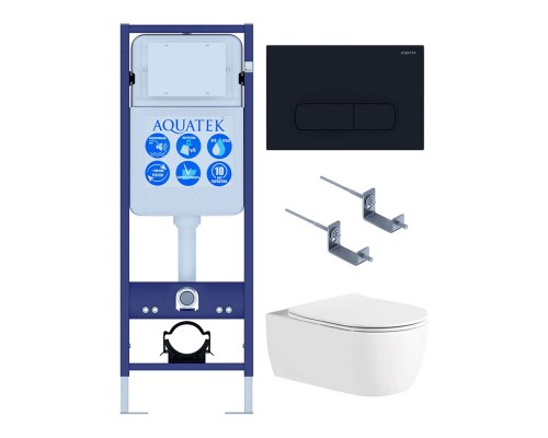 Set AQUATEK ЕВРОПА New-017 4в1 (рама AQUATEK INS-0000017+крепление KKI-0000002 +кнопка KDI-0000017 + унитаз AQ1106L-00+тонкое сиденье с механиз) Set AQUATEK ЕВРОПА New-017 4в1