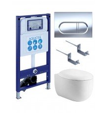 SET AQUATEK АЛЬТАИР cm-043 4в1 (рама AQUATEK INS-0000025 +крепление KKI-0000002 +кнопка KDI-0000043 +унитаз AQ1980-00 +тонкое сиденье с механиз) SET AQUATEK АЛЬТАИР cm-043 4в1