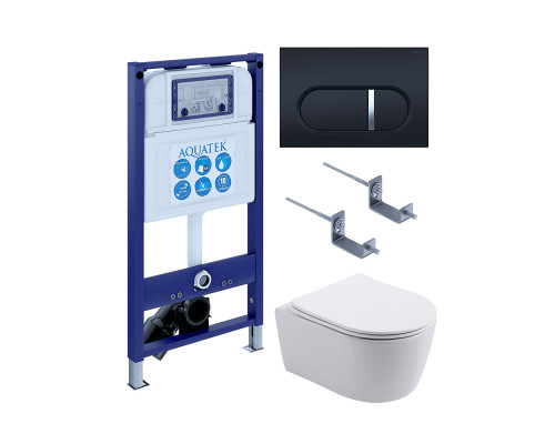 Инсталляция с унитазом AQUATEK Европа 4 в 1 рама INS-0000025 кнопка KDI-0000045 унитаз AQ1106L-00 New-045