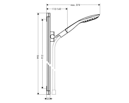 Душевой гарнитур HansGrohe HG PuraVida со штангой 90 см белый/хром