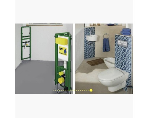 Инсталляция Eco Plus для навесного унитаза с кнопкой Visign for Style10 и настенным крепежом VIEGA 1130х490мм