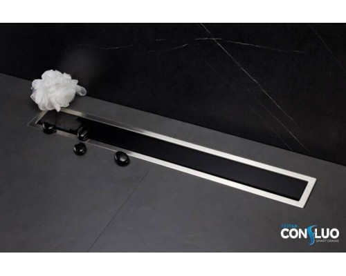 Душевой лоток, Pestan, Confluo Premium Line Black Glass, шдв 120-750-105, цвет-хром матовый/чёрное стекло глянец
