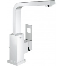 2313500E Eurocube Смеситель для раковины с донным клапаном, высоким изливом и ограничением расхода воды, хром (замена 23135000) 2313500E