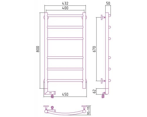 Сунержа Галант 2.0 Полотенцесушитель электрический 40x80h, лев., цвет: золото 03-5200-8040