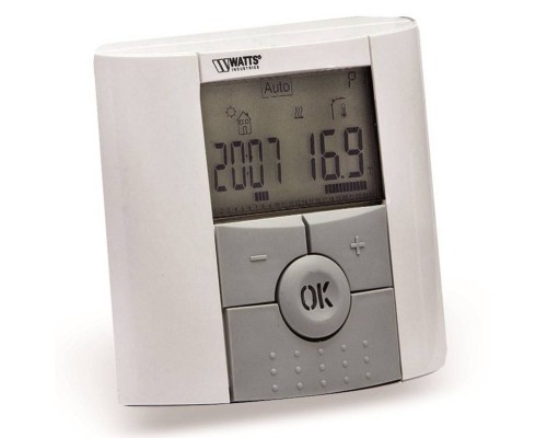 Термостат Watts комнатный BTD с ЖК-дисплеем с подсветкой (5-37гр.С) 2х1,5В ААА 3 режима регулирования