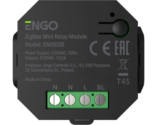 Беспроводное реле, ENGO, со встроенным репитером, 230В, ZigBee Беспроводное реле, ENGO, со встроенным репитером, 230В, ZigBee