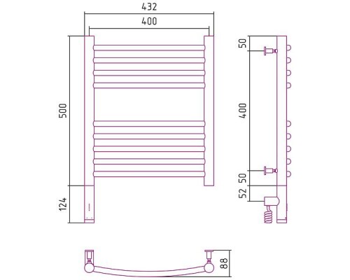 Сунержа Богема 3.0 Полотенцесушитель электрический 40x50h, лев., цвет: темн. титан муар 15-5802-5040