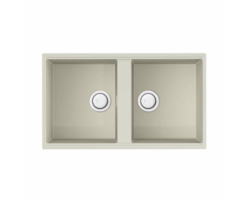 Мойка, OMOIKIRI, Kitagawa, шгв 836-488-200, отверстия для смесителя-2 промаркированных, чаши-2, цвет-белый