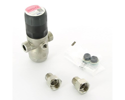 Редуктор давления BWT 1/2" 1.5-7 бар PN25 D1 Inox нерж. сталь, для г/в, стальная колба, с разъем. соед