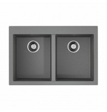 Мойка, OMOIKIRI, Bosen, шгв 800-530-200, отверстия для смесителя-5 промаркированных, чаши-2, цвет-Leningrad grey