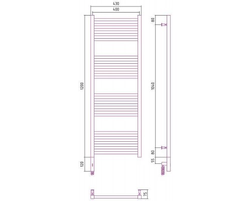 Сунержа Модус 3.0 Полотенцесушитель электрический 40x120h, лев., цвет: сатин 071-5700-1240