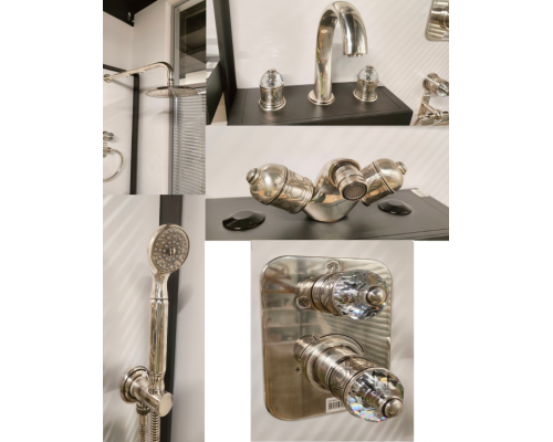 Комплект, THG, Duomo crystal, смесители для биде для раковины верхний душ держатель смеситель для душа внутр. часть душевой набор, цвет-Antique Silver