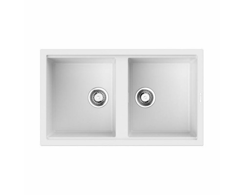 Мойка, OMOIKIRI, Kitagawa, шгв 860-510-200, отверстия для смесителя-2 промаркированных, чаши-2, цвет-белый