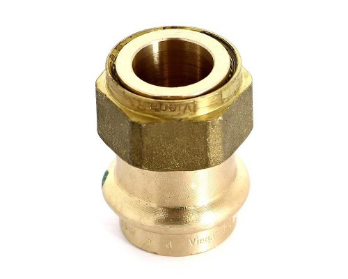 Муфта пресс-В с накидной гайкой и плоским уплотнением бронза Sanpress VIEGA 22х3/4"